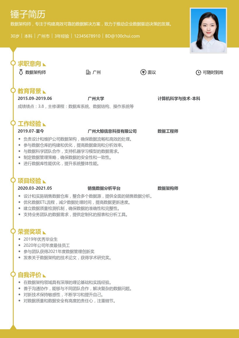 数据架构师简历模板