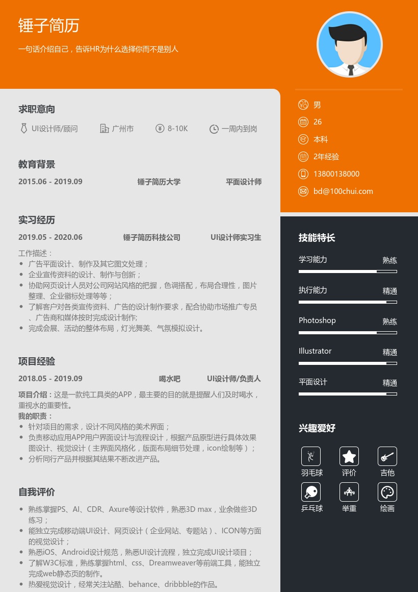 UI设计师/顾问个人简历