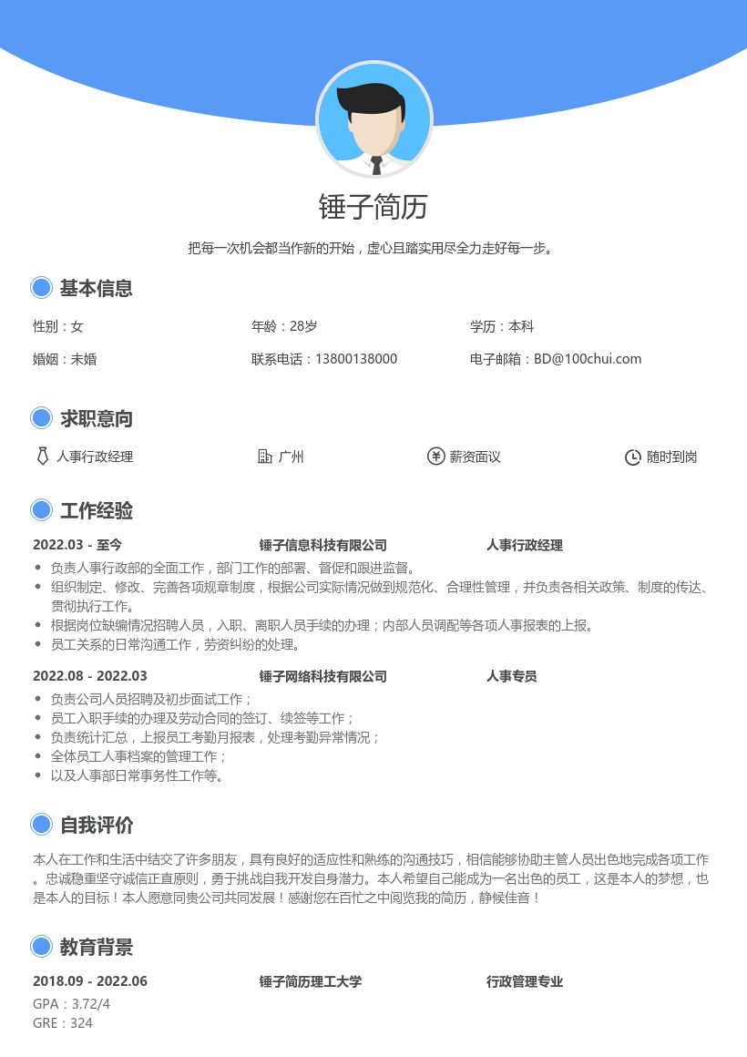 人事经理简历模板