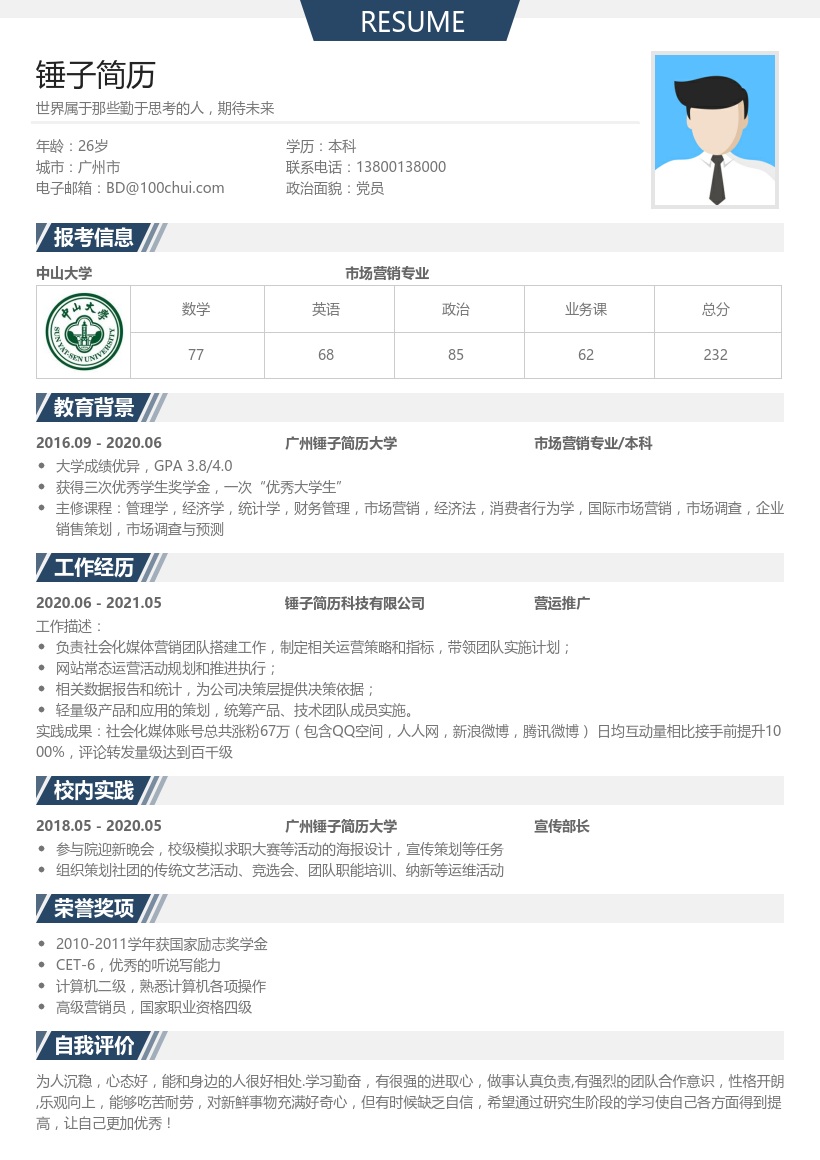 研究生复试简历