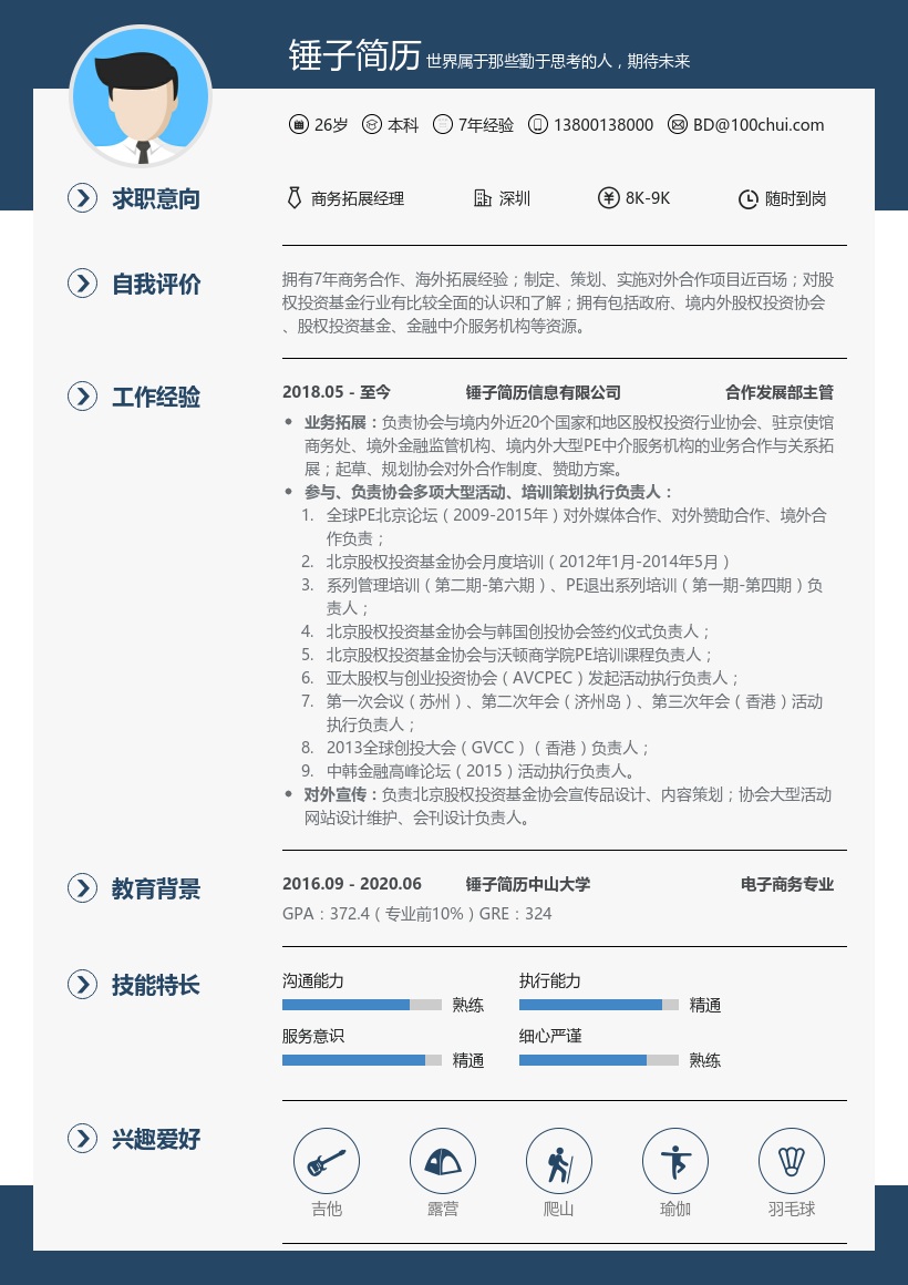 合作发展部主管简历