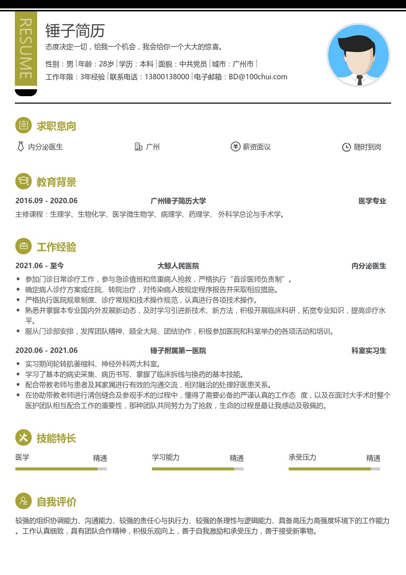 内分泌医生简历