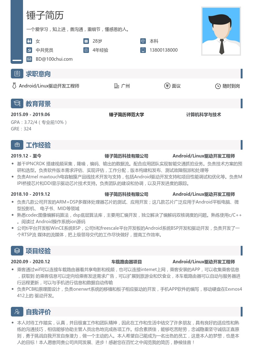 Android/Linux驱动开发工程师简历