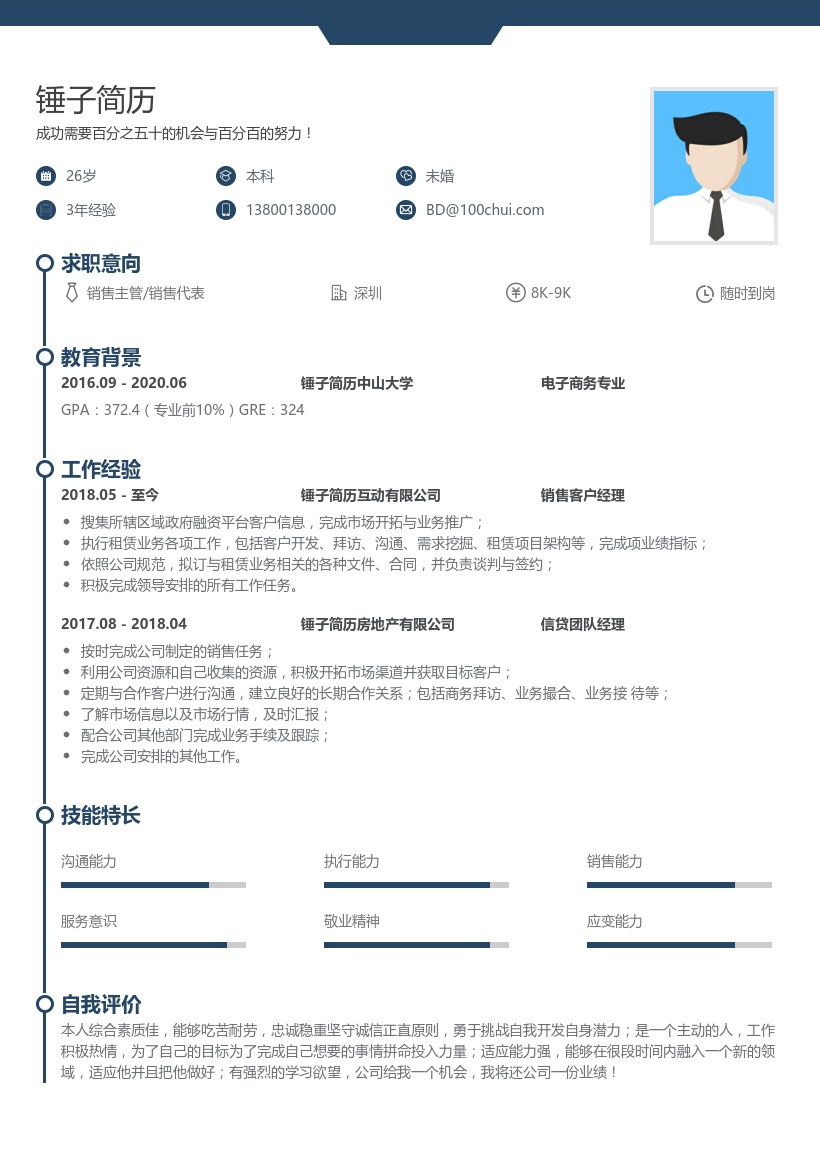 销售经理简历