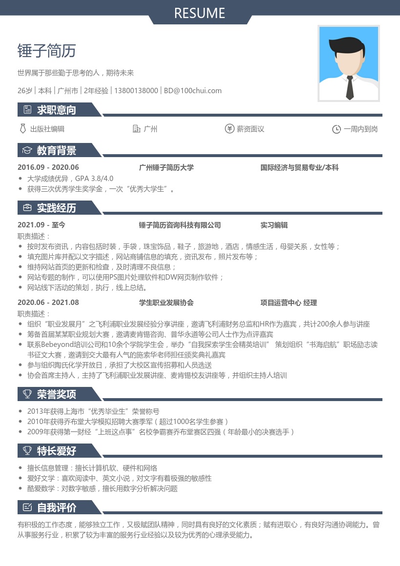 出版社编辑简历