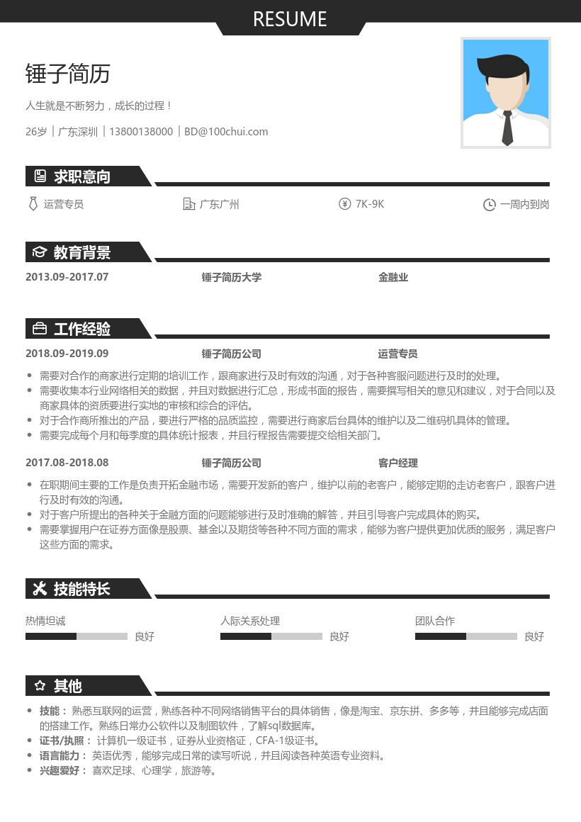行政求职简历模板