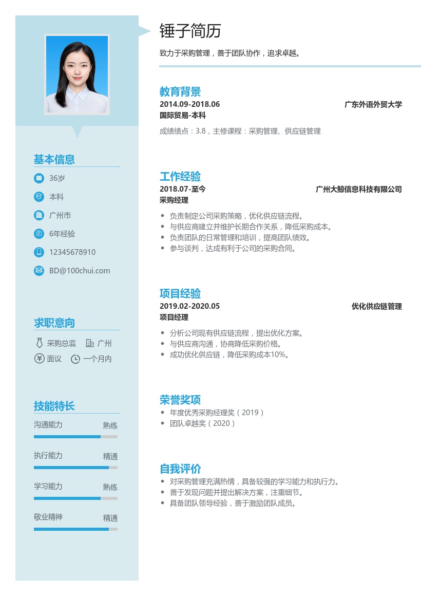 采购总监简历模板