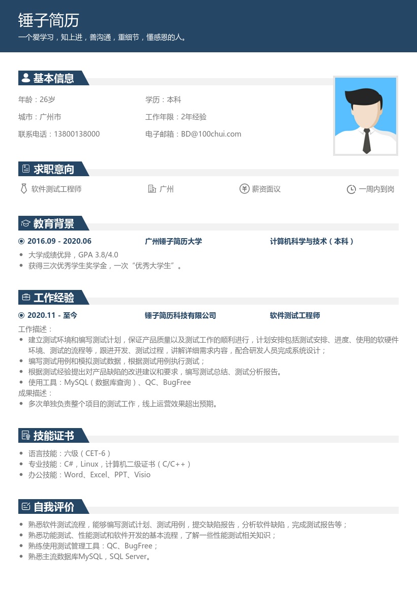 软件测试工程师个人简历