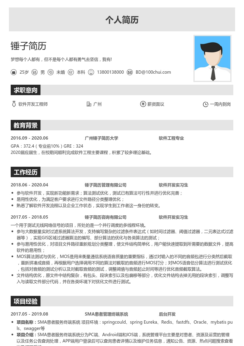 软件开发工程师简历