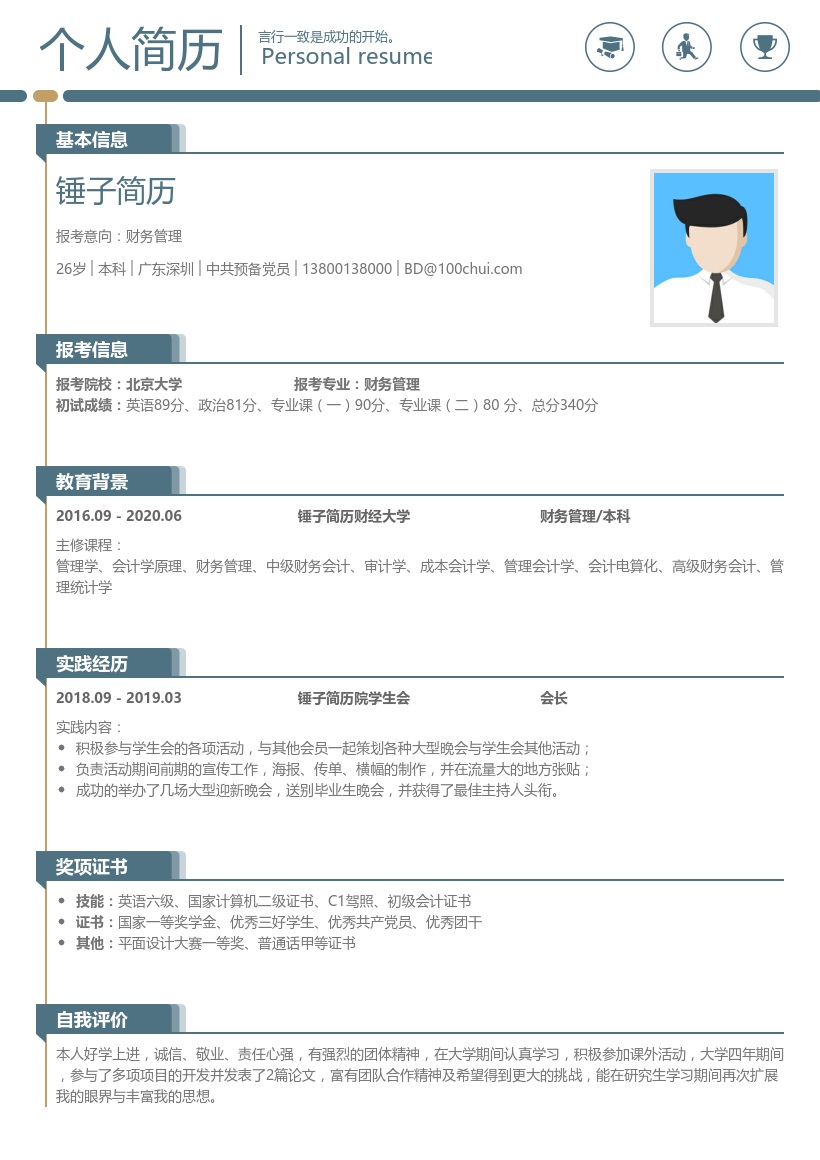 财务管理复试简历