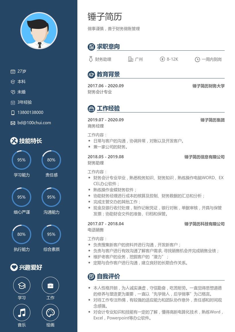 财务助理求职简历
