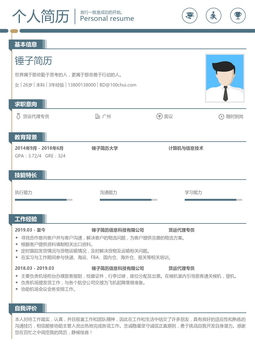 货运代理专员简历