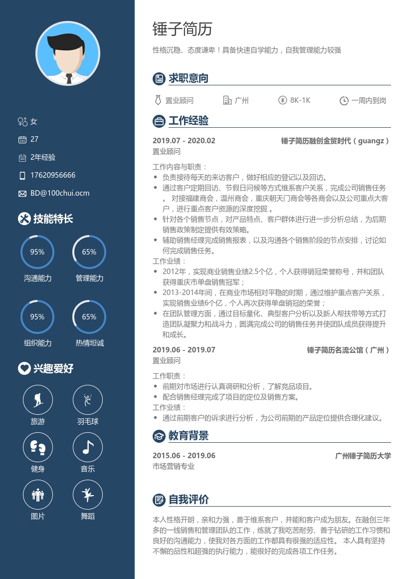 置业顾问简历模板