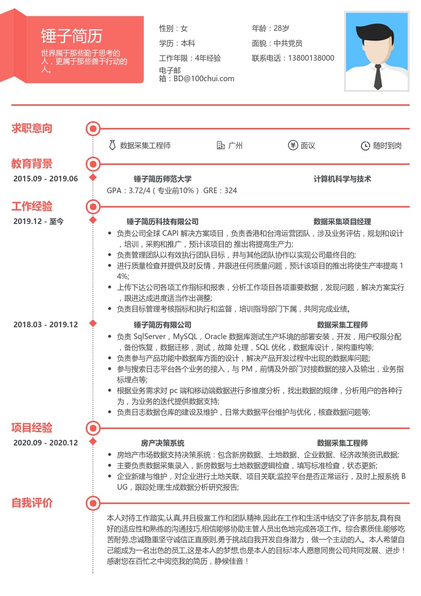 数据采集工程师简历