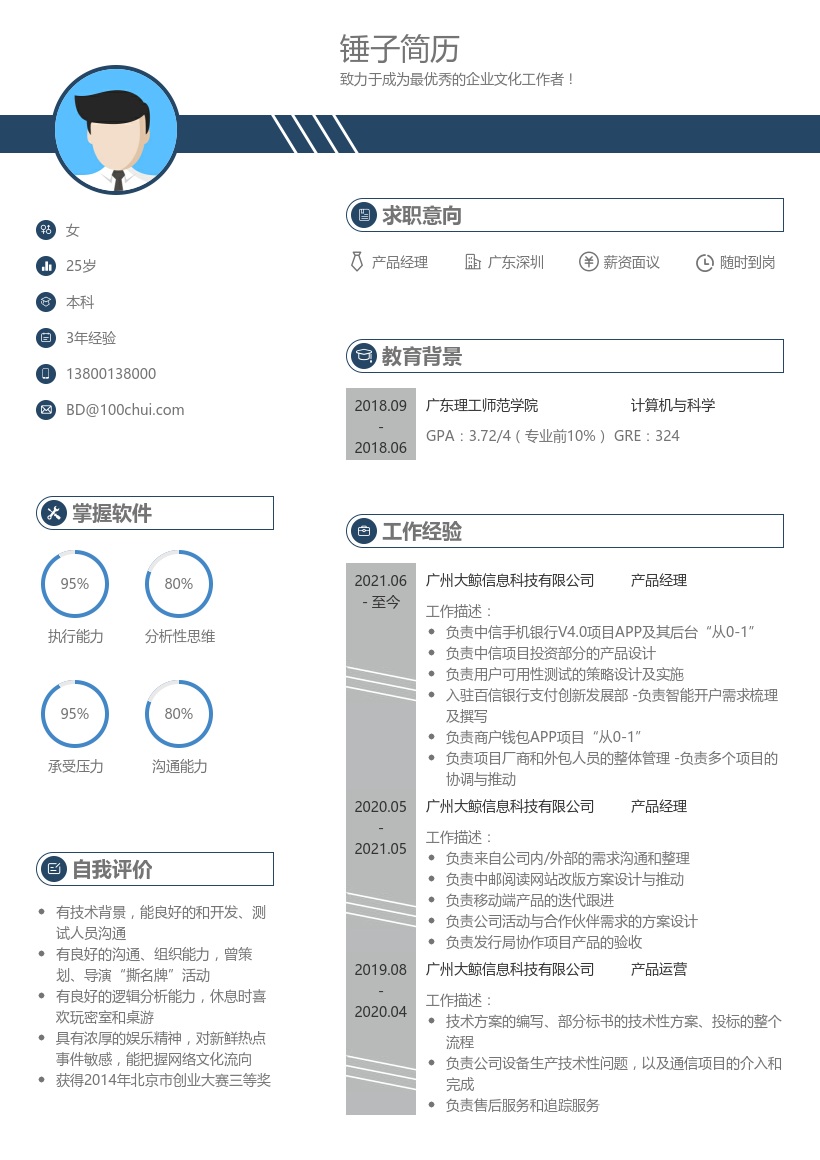 产品经理跳槽简历