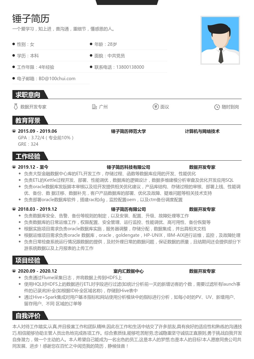 数据开发专家简历