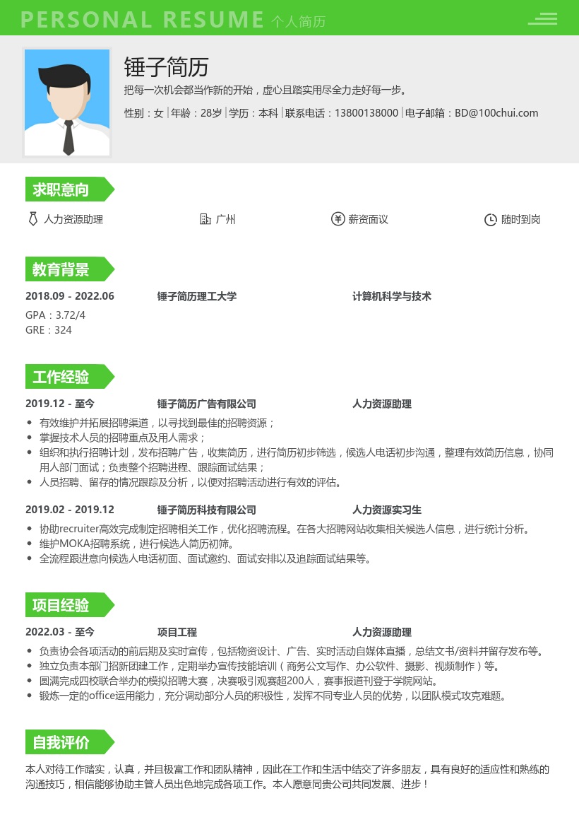 人力资源助理简历(HR方向)