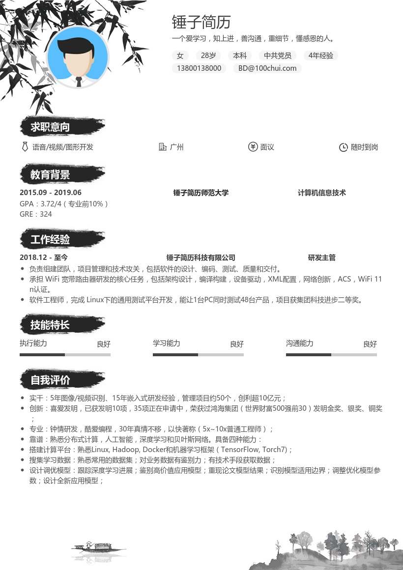 语音/视频/图形开发简历模板