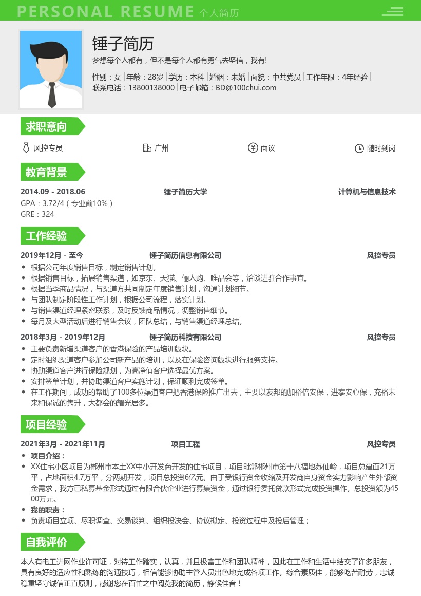 风控专员求职简历