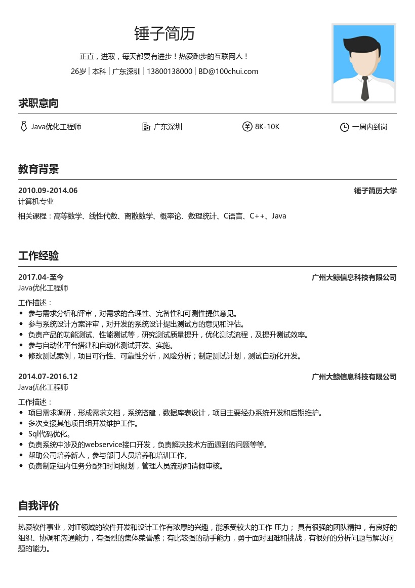 Java优化工程师简历