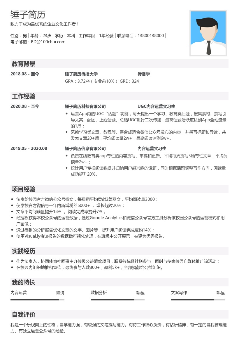 2022春招简历模板